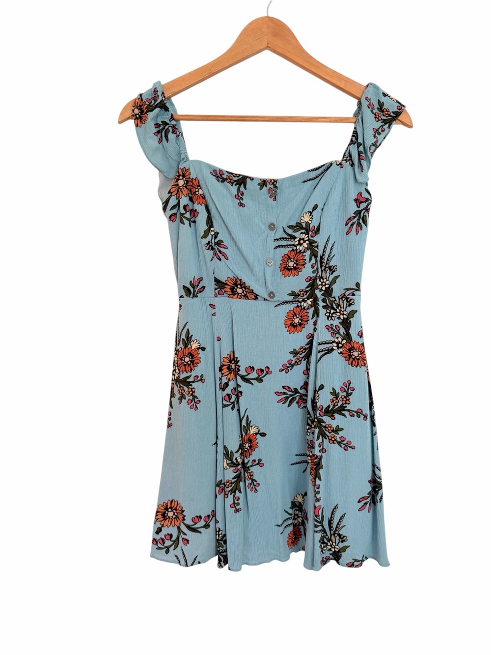 Lulus Off-Shoulder Floral Mini Dress in Teal Sz S - Picture 7 of 12